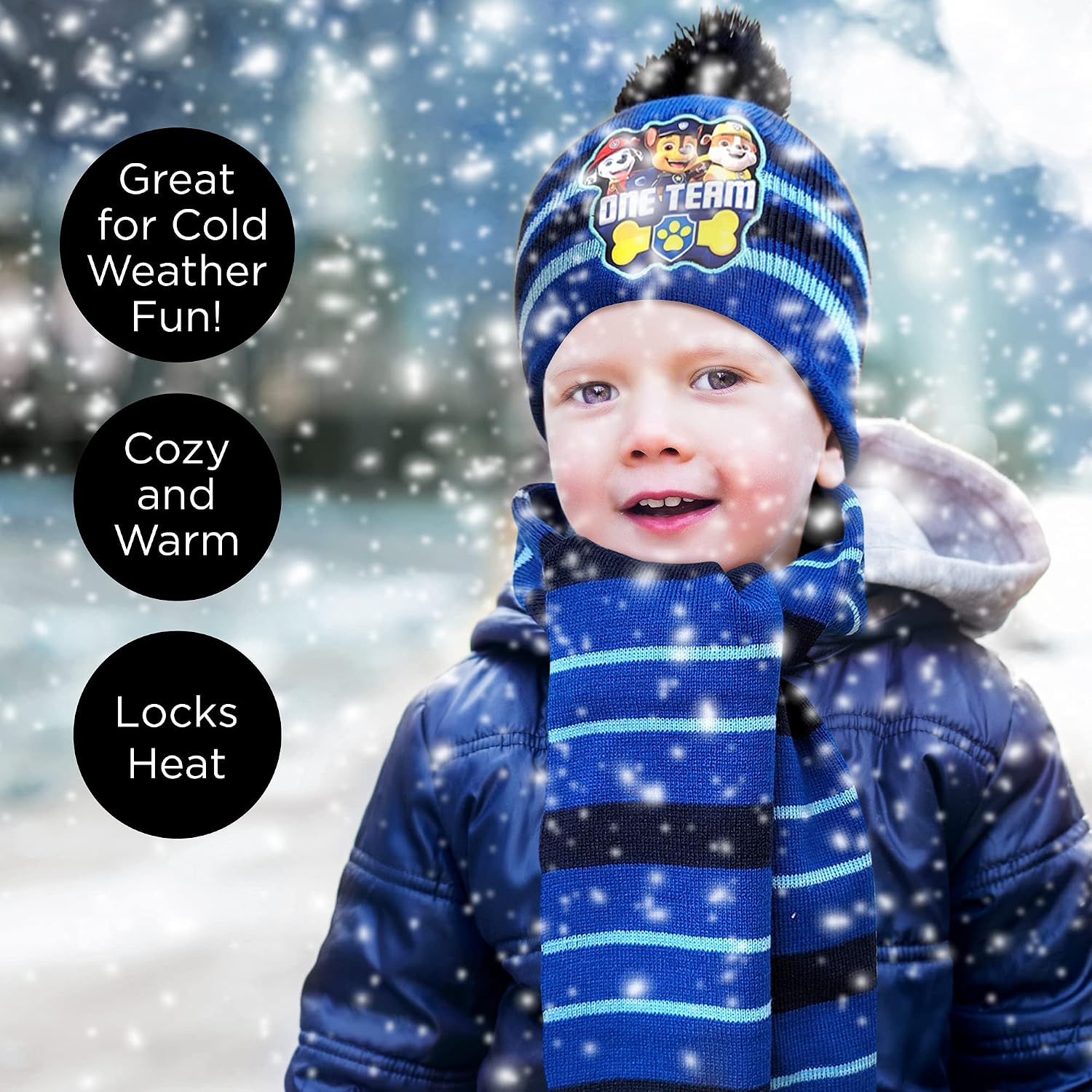 Nickelodeon Boys Toddler Winter Hat, Scarf & Mittens Set 2-4 Or Paw Patrol Marshall Hat, Scarves & Kids Gloves Sets 4-7