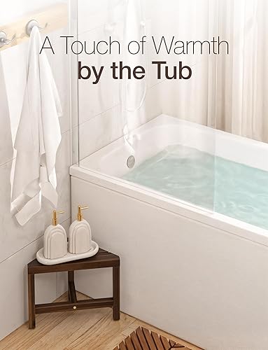 Miniatura 10 de HOLANA Banco de ducha esquinero de madera, taburete de ducha esquinero, asiento de esquina para afeitado de ducha, escalón de baño para espacios