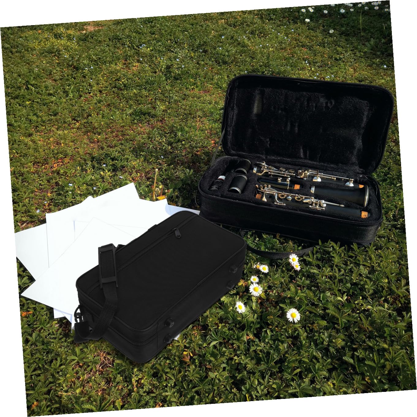 TOYANDONA Estuche Resistente Portátil Oxford de Clarinete para Negro Tela Asas, Compacto y Proteger durante Viajes y Almacenamiento