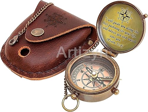Brújula de latón I Will Guide You Salmo 328 pulgadas, regalo religioso, mi alma, mi tesoro, mi hoy, mi mañana, regalos cristianos para hombres,