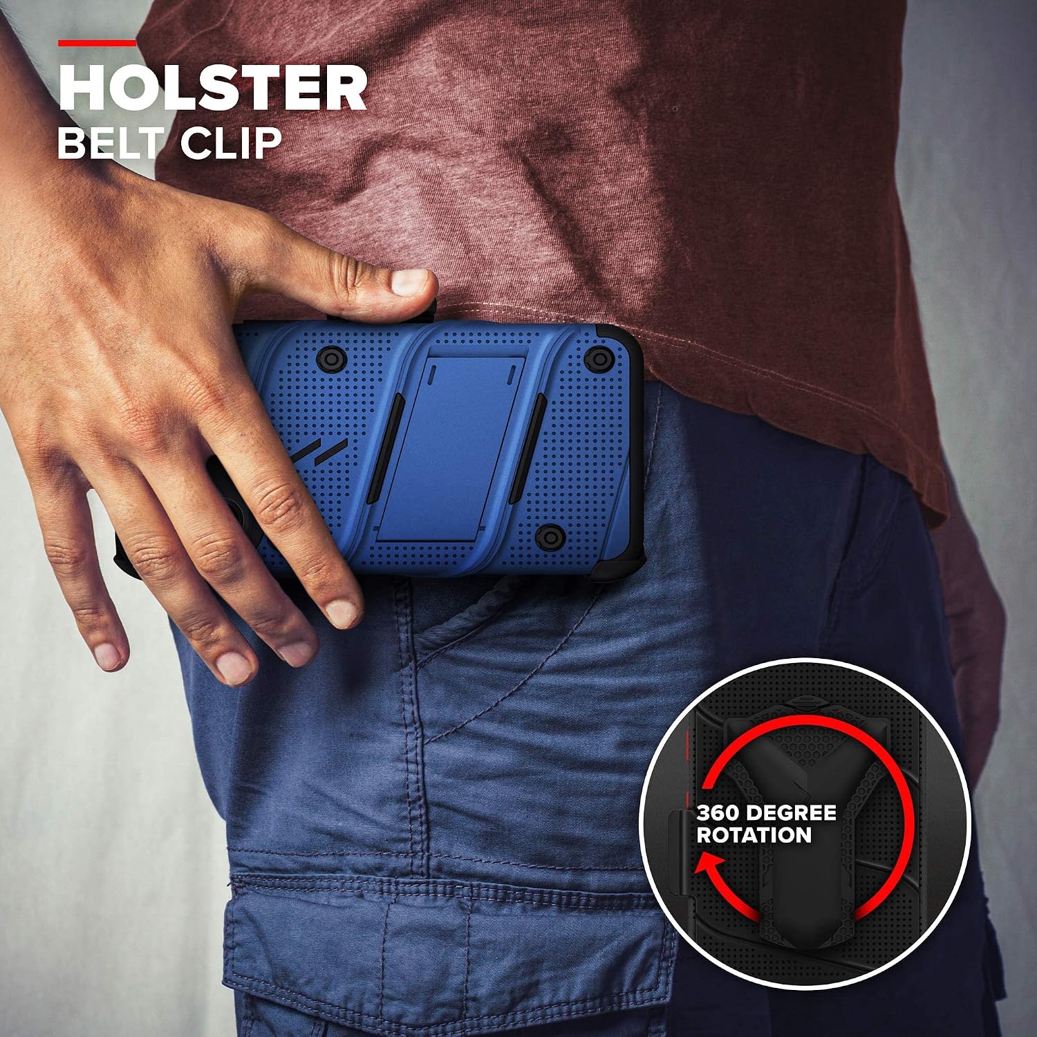 ZIZO Bolt Series for iPhone 12 Mini Case with Screen Protector Kickstand Holster Lanyard - Blue & Black