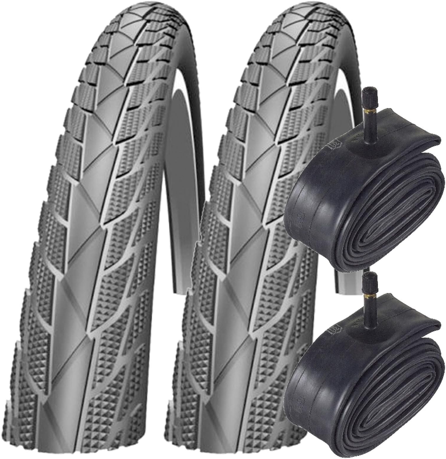 Impac 2x Streetpac (Made by Schwalbe) 26 x 1.75 MTB Bike Tyres & Schrader Tubes