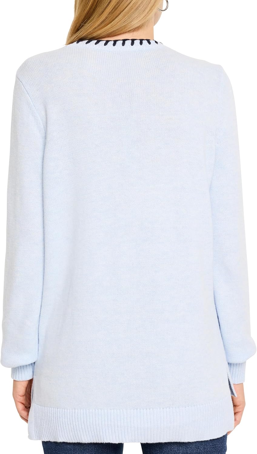 NIC+Zoe Womens Cotton Cashmere Blanket Stitch Sweater - Image 4