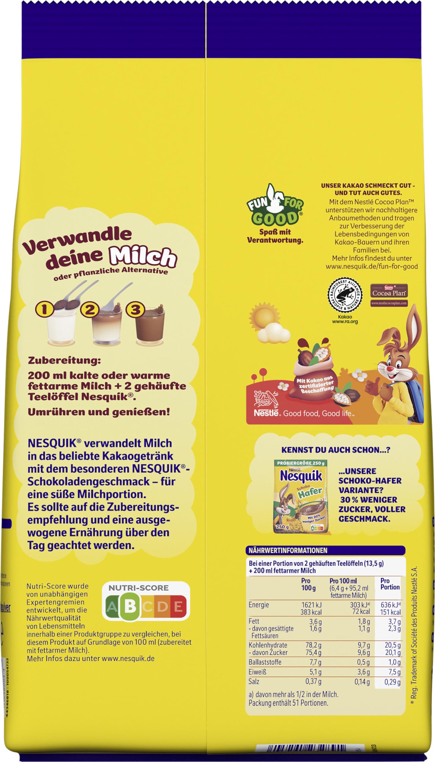 Nestlé NESQUIK, kakaohaltiges Getränkepulver zum Einrühren in Milch, 10er Pack (10 x 700g)