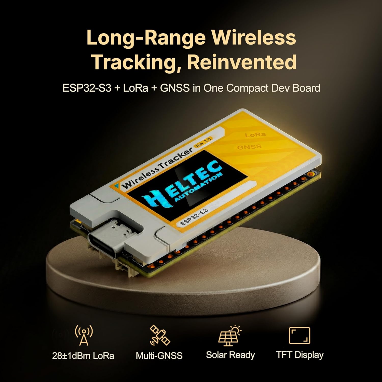 ESP32 Wireless Tracker V2 with SX1262, UC6580 GNSS, Wi-Fi & Bluetooth, Meshtastic, MeshCore and LoRaWAN Compatible for Asset Monitoring, Industrial & Outdoor Applications