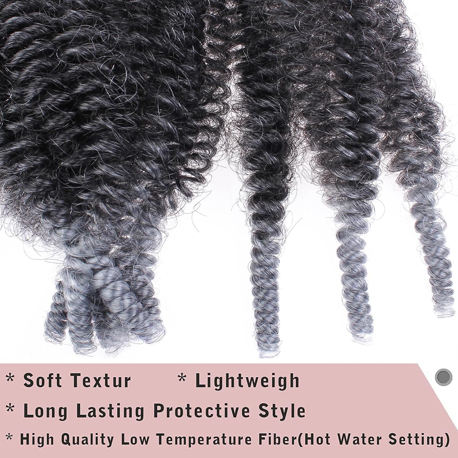 Xtrend 8 Packs Pre Separated Springy Afro Twist Hair 16 Inch Spring Twist Hair for Faux Locs Crochet Hair Pre Fluffed Marley Twist Crochet Braiding Hair Synthetic Extensions (8 Strands/Pack,TGREY) - Image 3