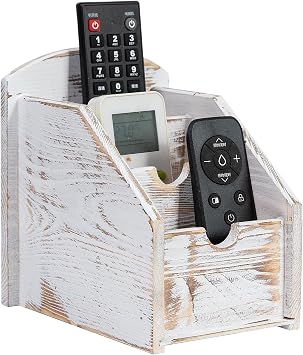 3 Slot Rustic Wooden Remote Control Frame Media Organizer, Office Supply Storage Rack,Pen storage box