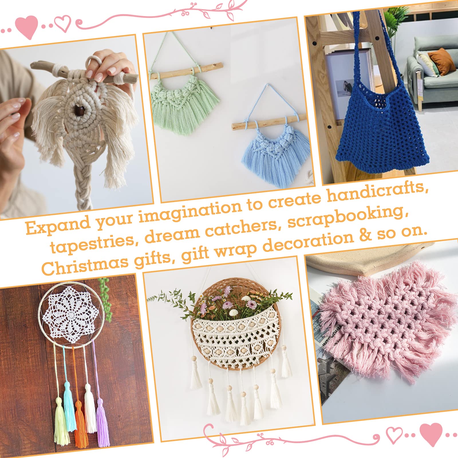 Corde Macramé 3mm X 100m, 100% Coton Fil Macramé Ficelle Cordelette