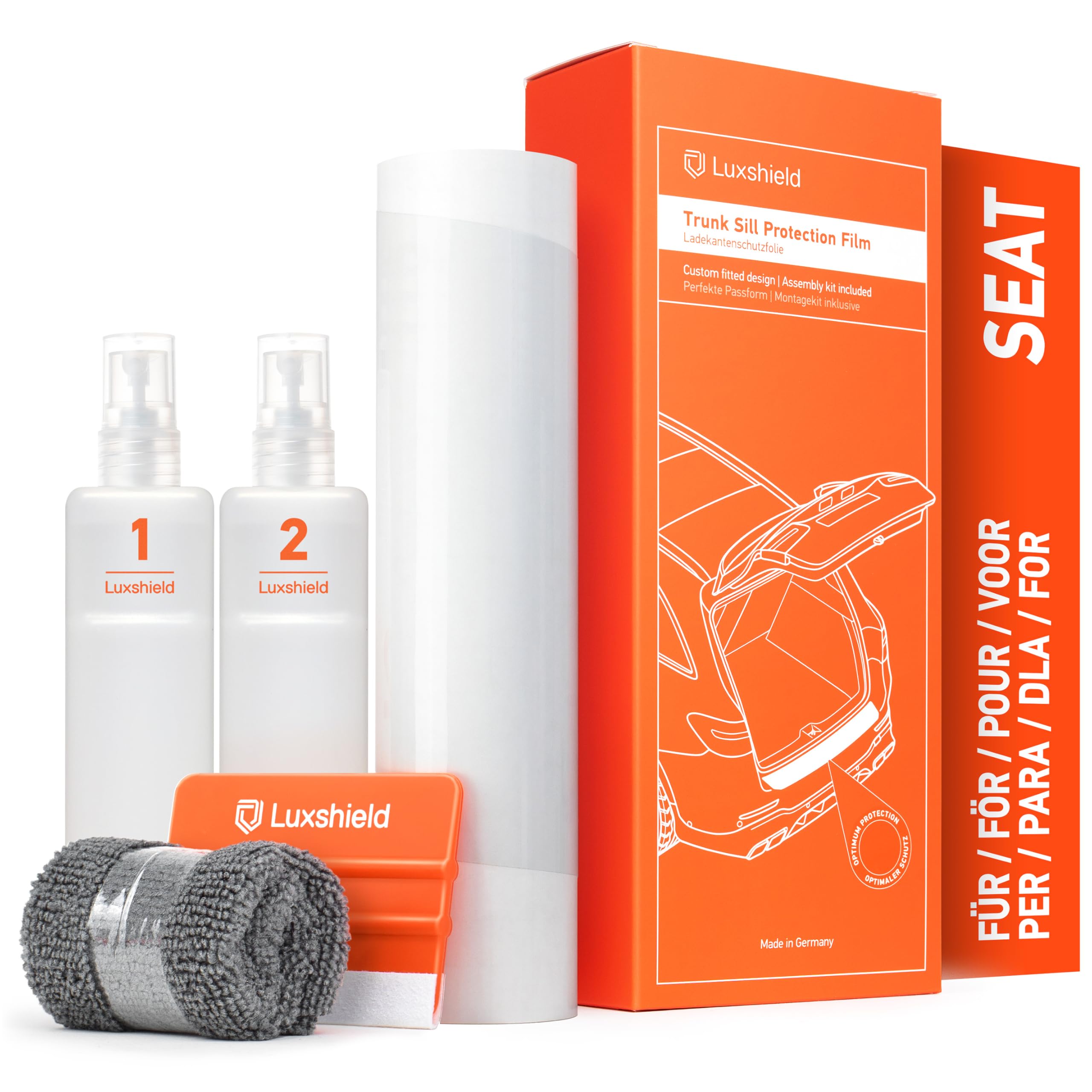 Luxshield Ladekantenschutz Folie für Seat Leon 4 (IV) KL I 2020-2025 - Stoßstangenschutz, Kratzschutz, Lackschutzfolie - Transparent