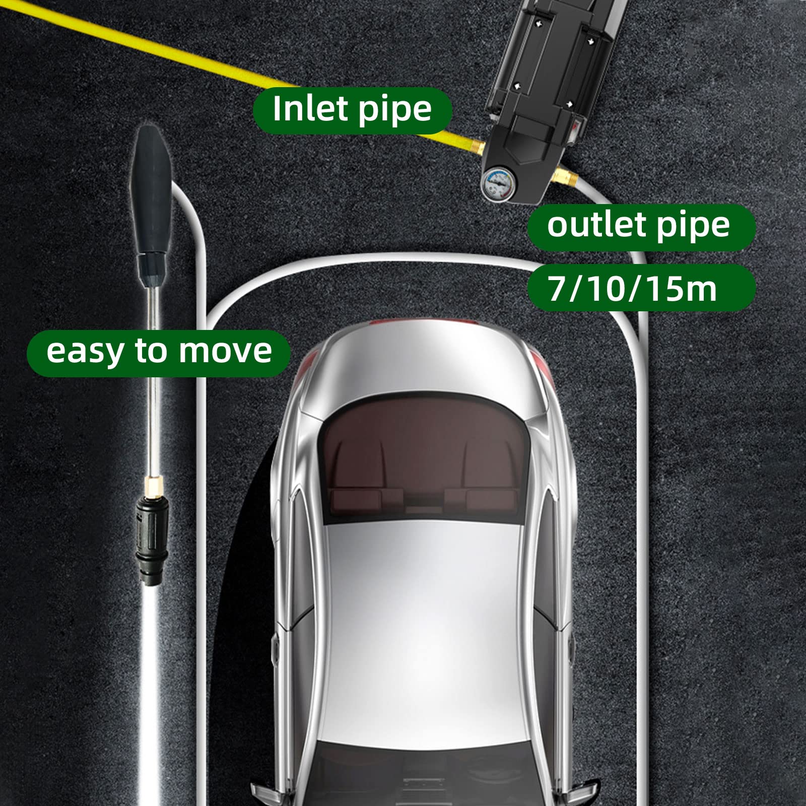 Pistolet do mycia ciśnieniowego 3000 PSI 2,3 GPM elektryczna myjka 2200 W IPX5 myjka samochodowa do mycia samochodów podjazdu patio