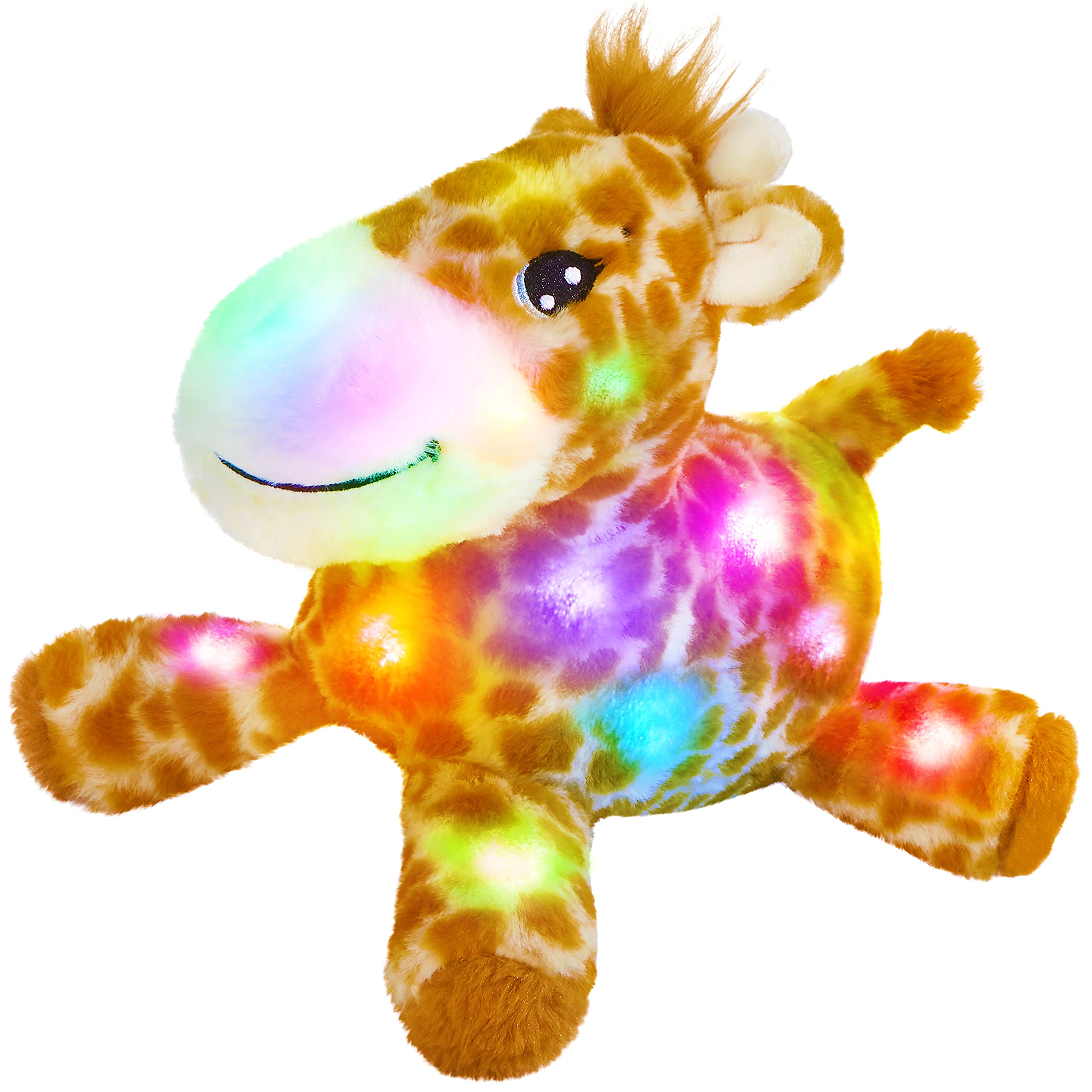 Houwsbaby Light up Giraffe Stuffed Animal Floppy LED Plush Toy Night Lights Glow Pillow Birthday Gifts for Kids Toddler Girls, Orange, 12’’