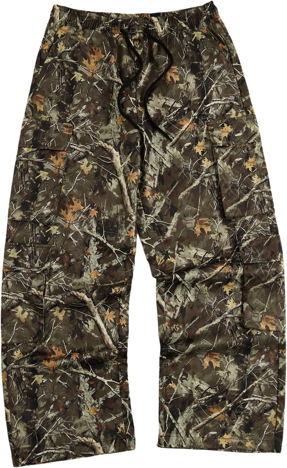 SOLY HUX Men's Camo Baggy Cargo Pants Vintage Drawstring Elastic Waist Wide Leg Pants Streetwear