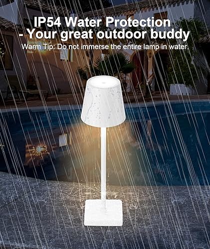 Miniatura 3 de Paquete de 2 lámparas de mesa LED inalámbricas recargables, funciona con pilas de 5200 mAh, lámpara de mesa, carcasa de aluminio, atenuación