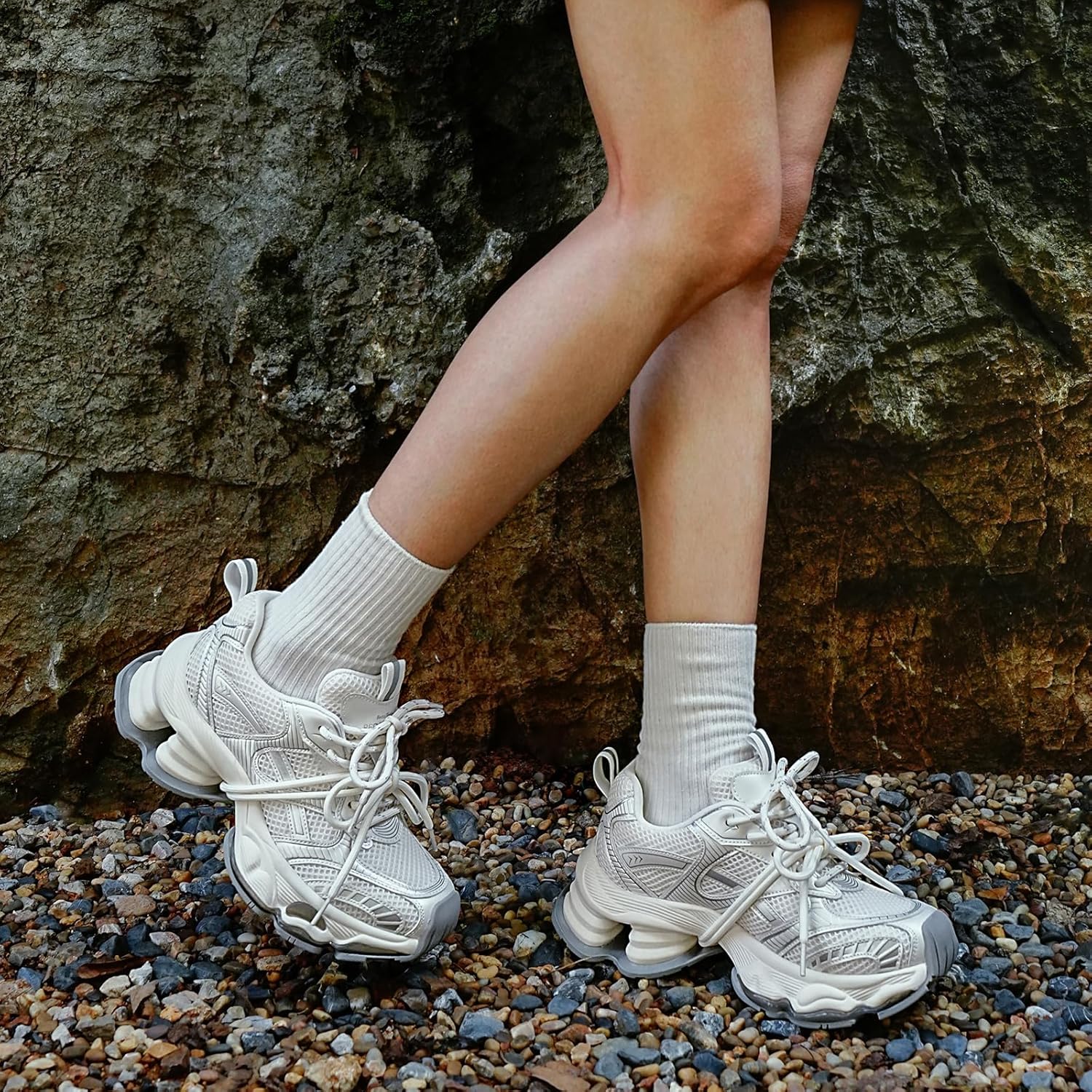 BEAU TODAY Womens Chunky Sneakers，Fashion Platform Sneakers for Women, Comfortable Casual Walking Sneakers, Lightweight Lace Up Dad Shoes