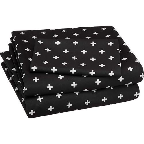 Amazon Basics Soft Microfiber Sheet Set with Elastic Pockets - Twin, Black Plus's