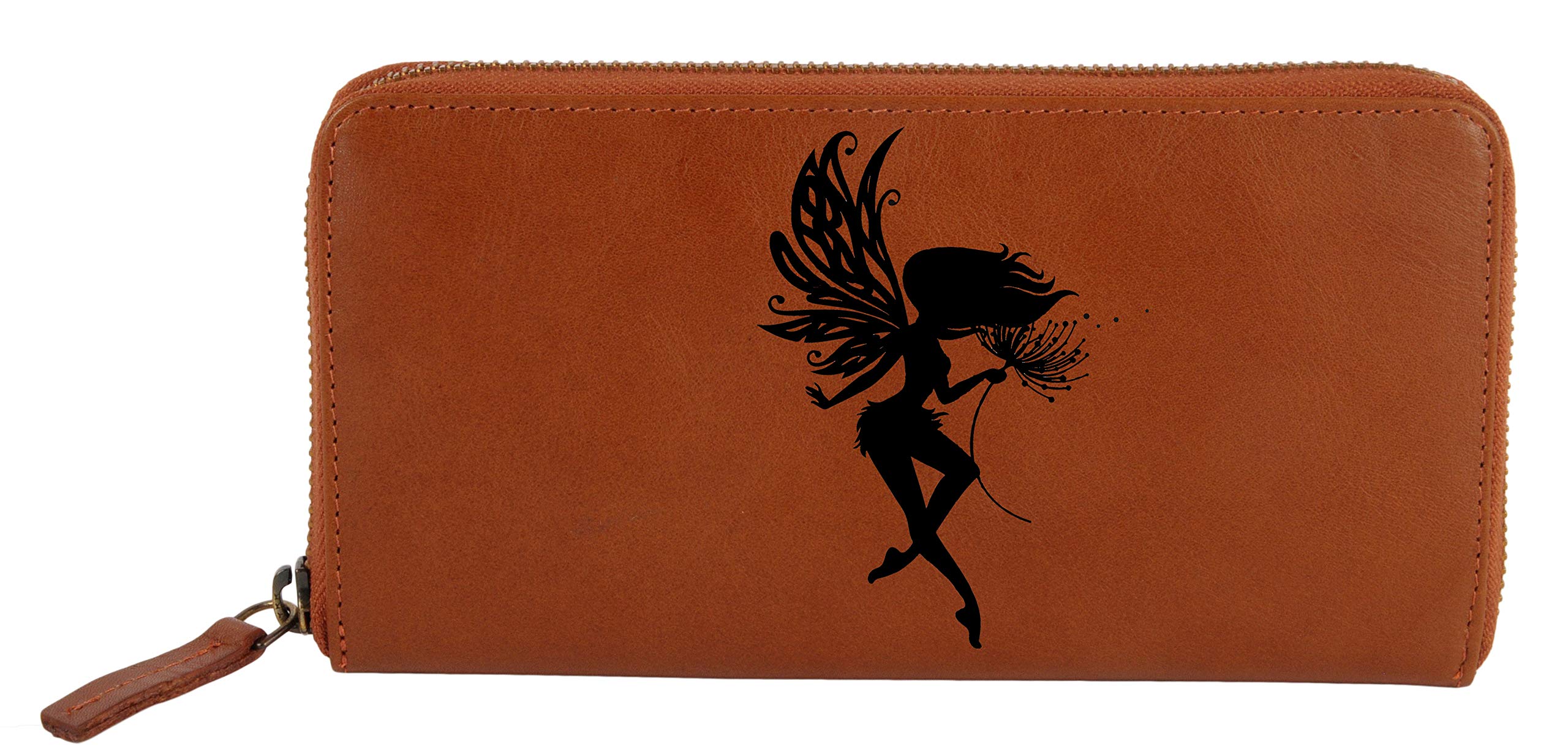 Fairy for Inner Peace Engraved Genuine Leather Wallet for Women - RFID Protected, Zipper Closure, Multi-Card Ladies Purse with Dual Picture Slots and Coin Pocket - Handcrafted Purse for Women-image-15