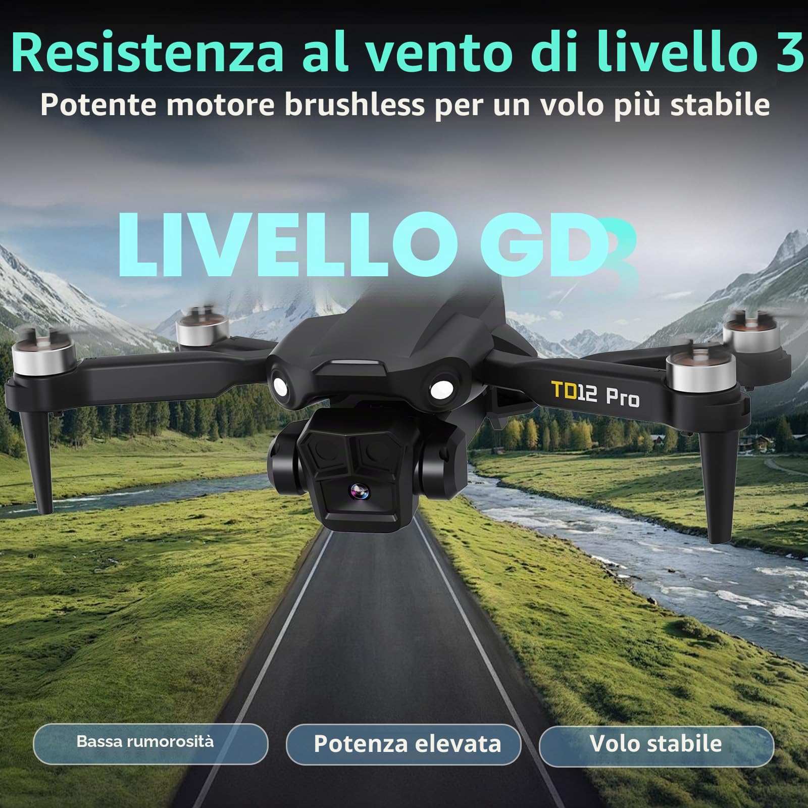 Toladrone TD12PRO Mini Drone con Fotocamera per Principianti, Droni Pieghevole per Adulti Motore Brushless 3 Modalità di Velocità Posizionamento Ottico RC Quadcopter con Custodia da Trasporto