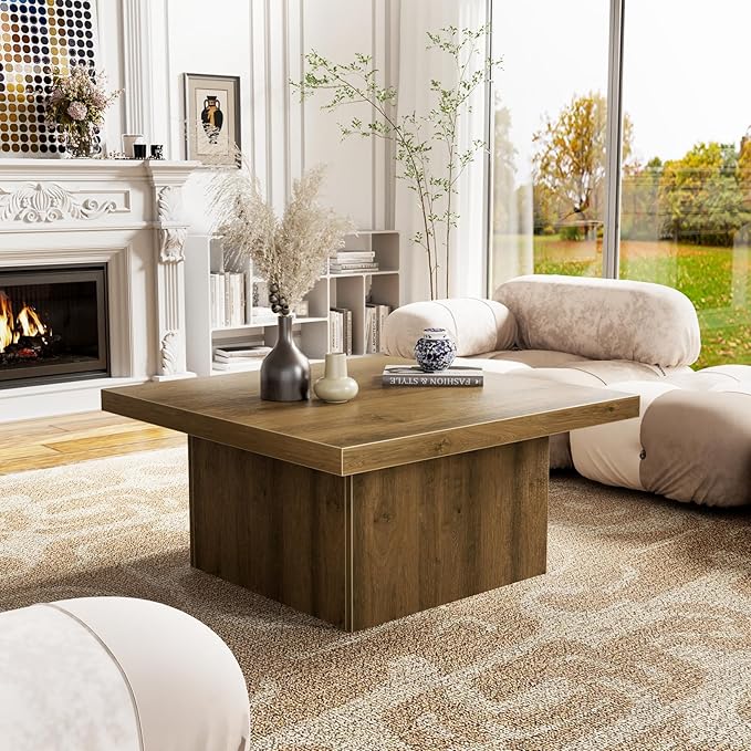 Square Coffee Table,Wooden Living Room Table,Center Table with a Large
