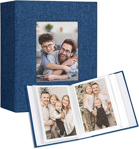 Miniatura 30 de Vienrose Álbum de fotos pequeño de 4 x 6 pulgadas, paquete de 2 mini libros de fotos con cubierta de lino, 26 páginas con capacidad para 52 Negro