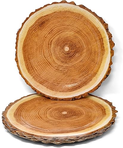 Miniatura 4 de Gift Boutique 24 platos de carga redondos de madera desechables de 13 pulgadas de color marrón rústico bandeja de servir bandeja de papel de cartón