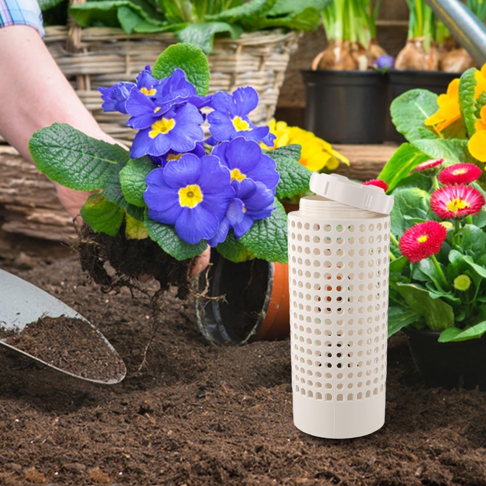 HpLive Worm Composter, Garden Composter Made of Robust PVC for Garden and Raised Bed, Space-Saving Tube Design 30 x 15 x 15 cm with Screwed Lid (3 Pieces) — view 5