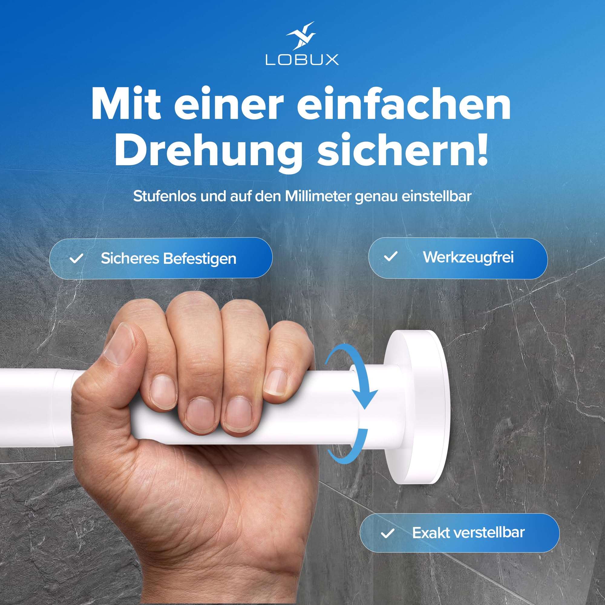 Gardinenstange ohne bohren [weiß, 70-120cm] – Ø 25mm - Teleskopstange zum Klemmen – Duschvorhangstange ohne bohren – Vorhangstange, Duschstange, Klemmstange für Gardinen, Kleiderstange, Katzennetz
