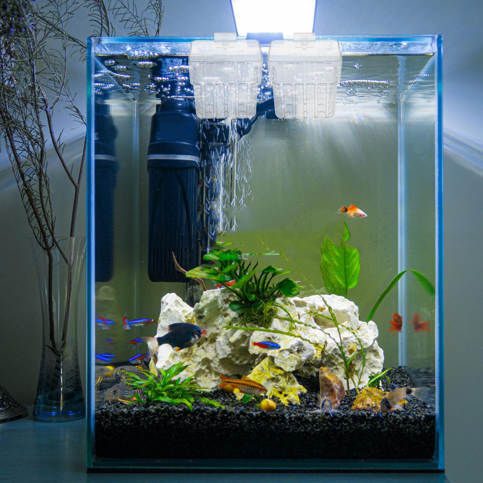 Toyvian 10 Unidades Cesta para Plantas Hidropónicas de Pecera con Diseño de Pared y Gancho, Material Abs, Instalación Sencilla para Decoración en Acuarios y Paisajes Verdes