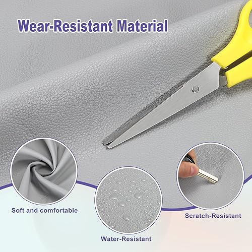 Miniatura 3 de PATIKIL Tela de piel sintética sintética, 2 yardas, 72 x 54 x 0.04 pulgadas, textura de cuero sintético, hojas para bolsas, manualidades, color gris