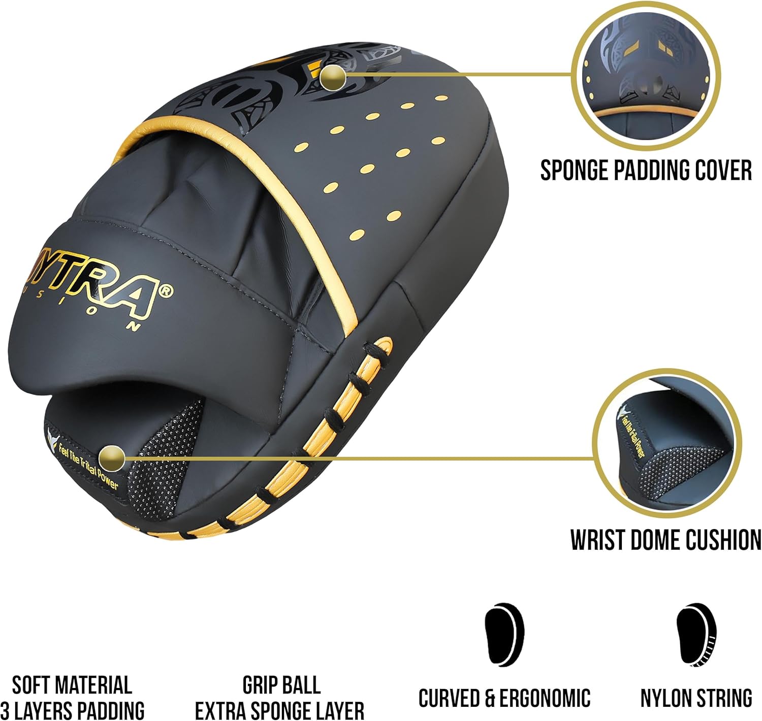 Mytra Fusion Boxing Pads - Focus Mitts MMA Muay Thai Boxing Mitts for Kickboxing Training and Martial Arts