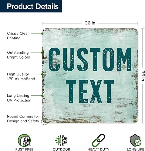 Miniatura 622 de My Sign Center - Letrero personalizado, 11 colores de fuente, 13 estilos de fuente, 4 opciones de agujero, 22 tamaños, 8 x 32 pulgadas, sin óxido,
