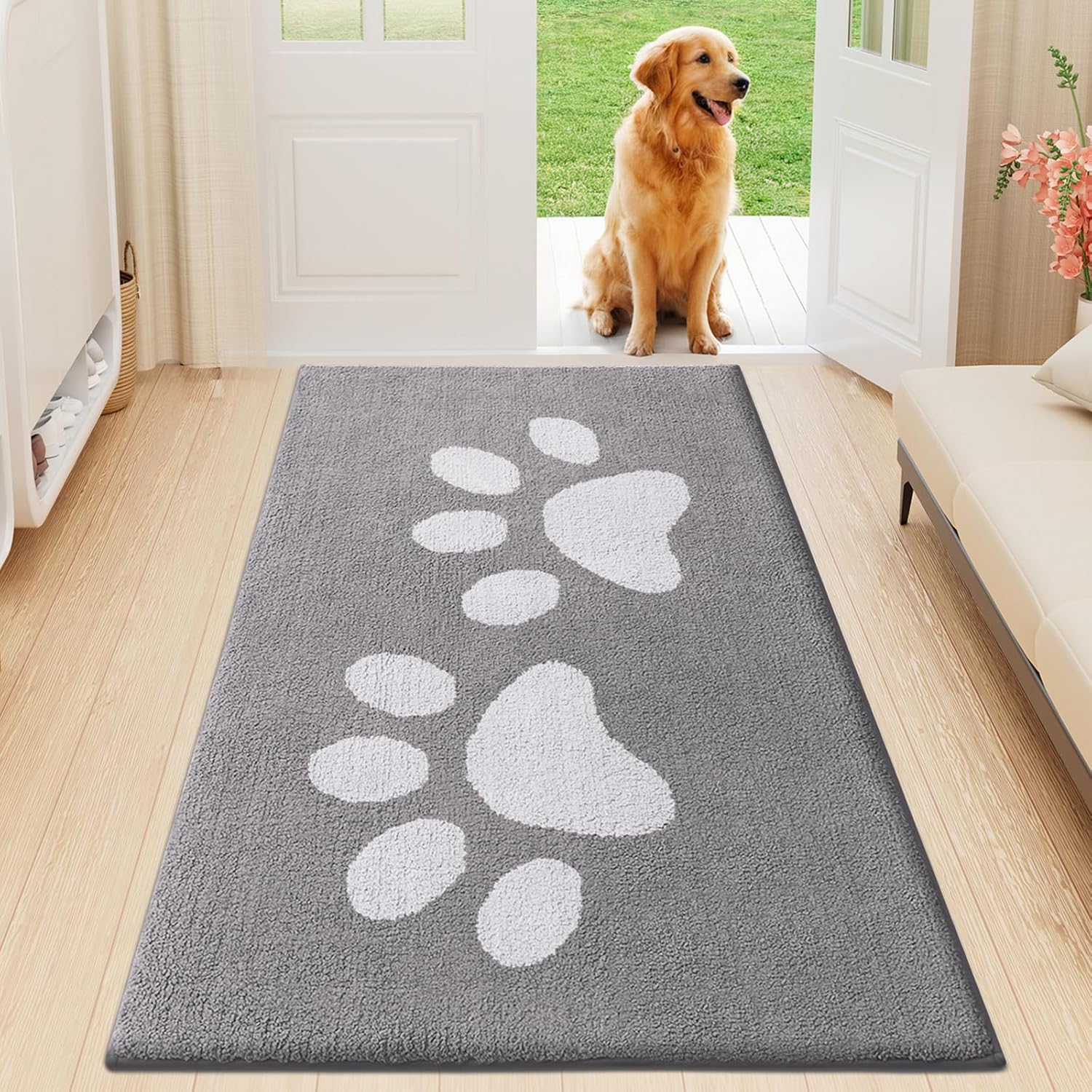Buganda Muddy Paws Door Mat, low-profile microfiber indoor doormat