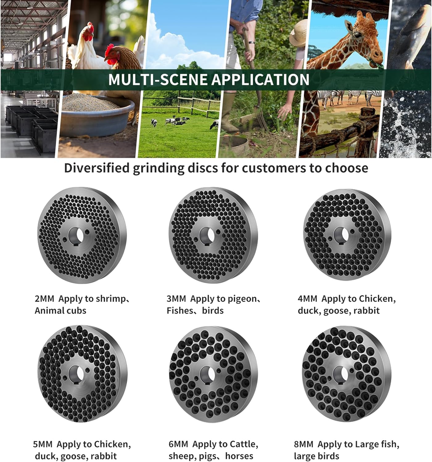 Animal Feed Pellet Machine Chicken Feed Pellet Maker Farm Fodder Granulator 3 Head Rollers 6MM Holes Plate 220V