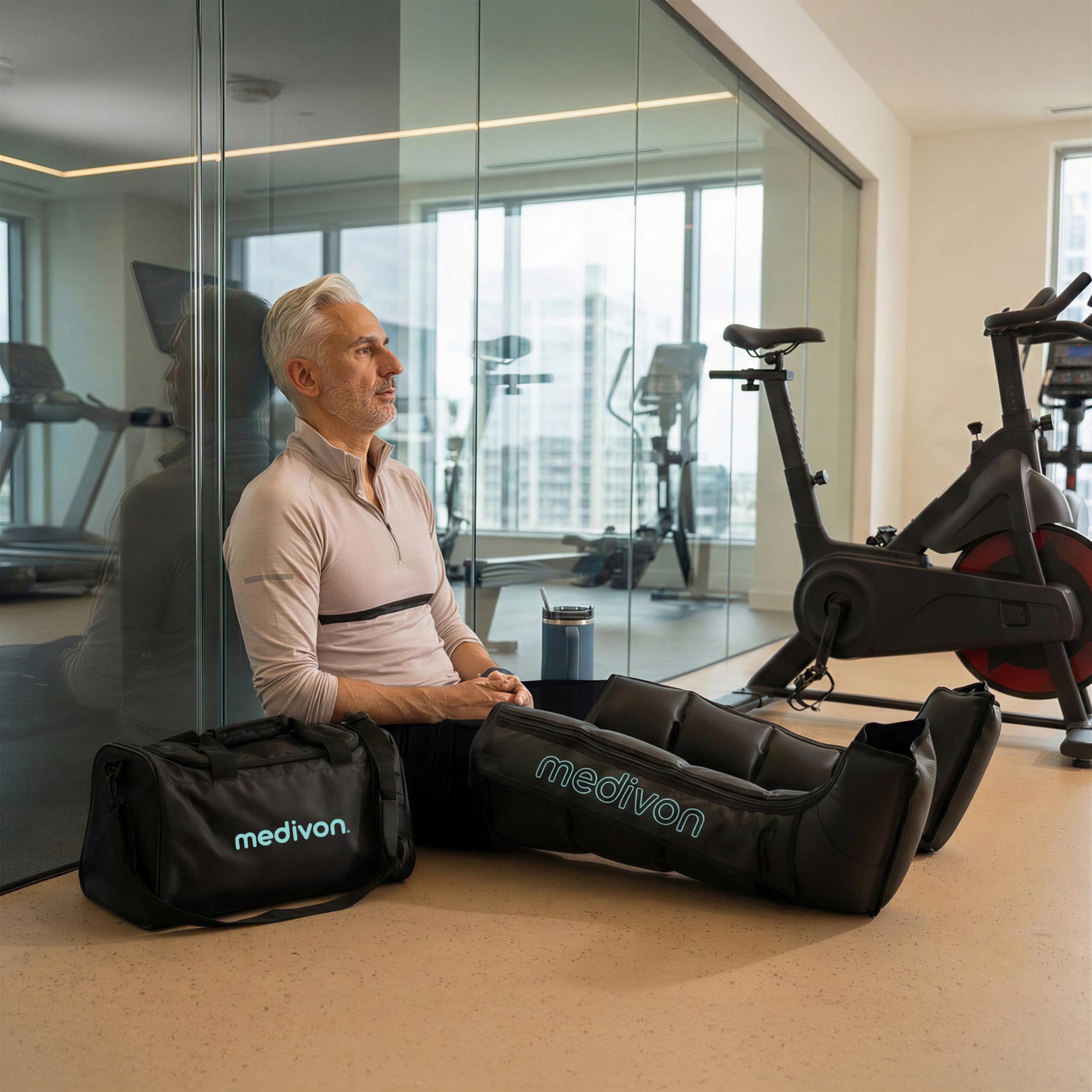 Medivon - Stivali pressoterapia massaggio compressione aria drenaggio linfatico - Recupero sportivo Gambe pesanti - 6 livelli intensità timer integrato