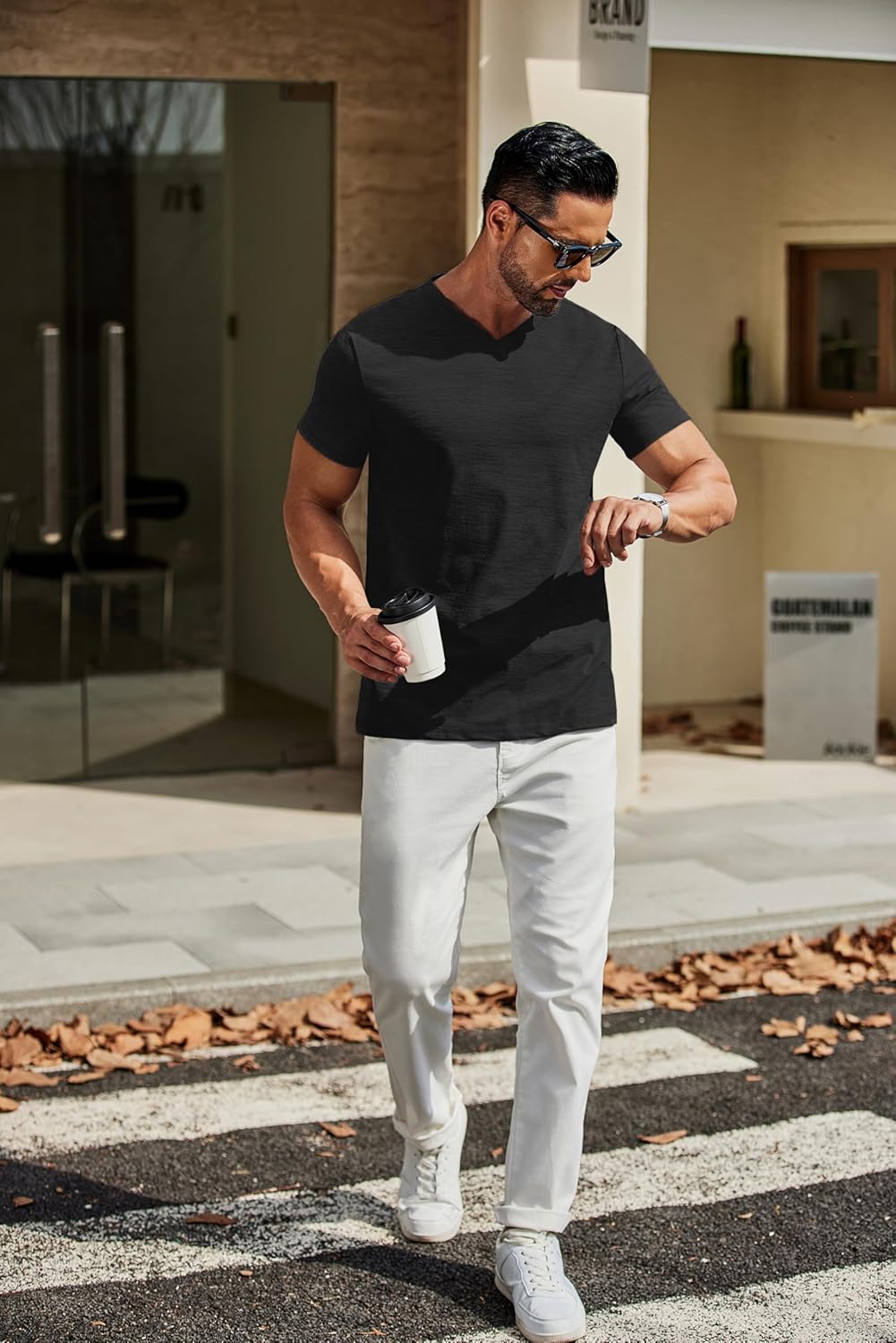 COOFANDY Men's T Shirts Short Sleeve Classic V Neck T-Shirt Casual Summer Basic Tee Shirt - Image 7