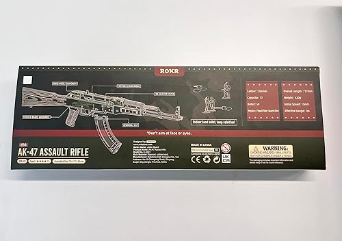 Miniatura 10 de ROKR Rompecabezas 3D para adultos, rompecabezas 3D de madera, modelo AK47, bandas de goma, juguetes de armas, kits de construcción, manualidades de