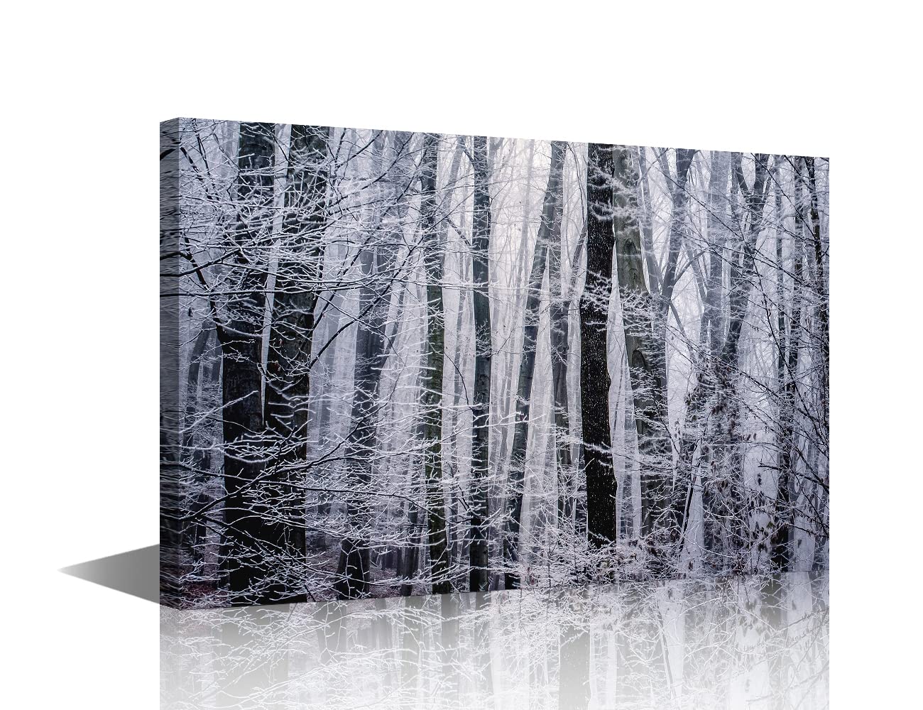 TISHIRON Black and White Style Forest Canvas Wall Art Decor Misty Forest Pictures Artwork Nature Landscape Painting Prints for Home Living Room Dining Room Kitchen Framed Ready to Hang- 18x12 in โ image 1