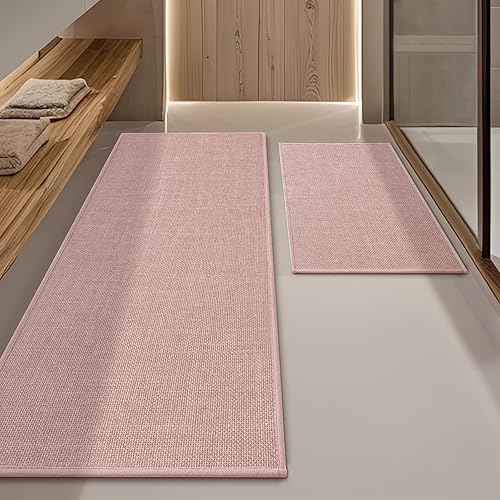 Miniatura 40 de YIHOUSE Juego de 2 alfombras de baño color beige, de secado rápido, delgadas, absorbentes, antideslizantes, lavables para inodoro y suelo