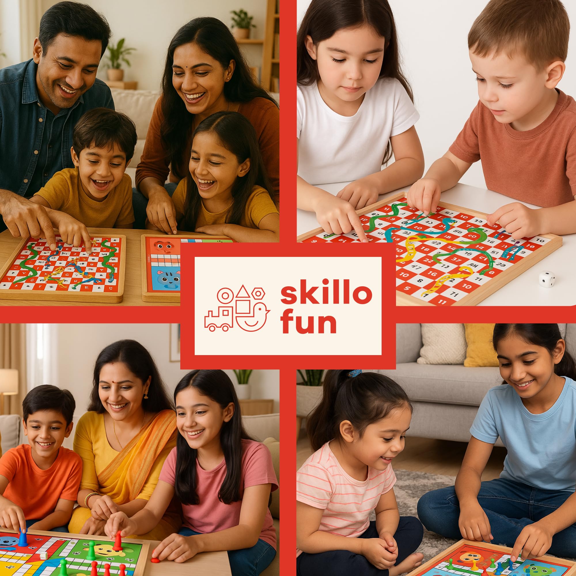 Skillofun Wooden Ludo & Snakes and Ladders Board Game Set | Magnetic Family Games for Adults and Kids | Perfect for Early Learning & Family Excitment | Beautiful Colors & Learning Fun | Board Games 3
