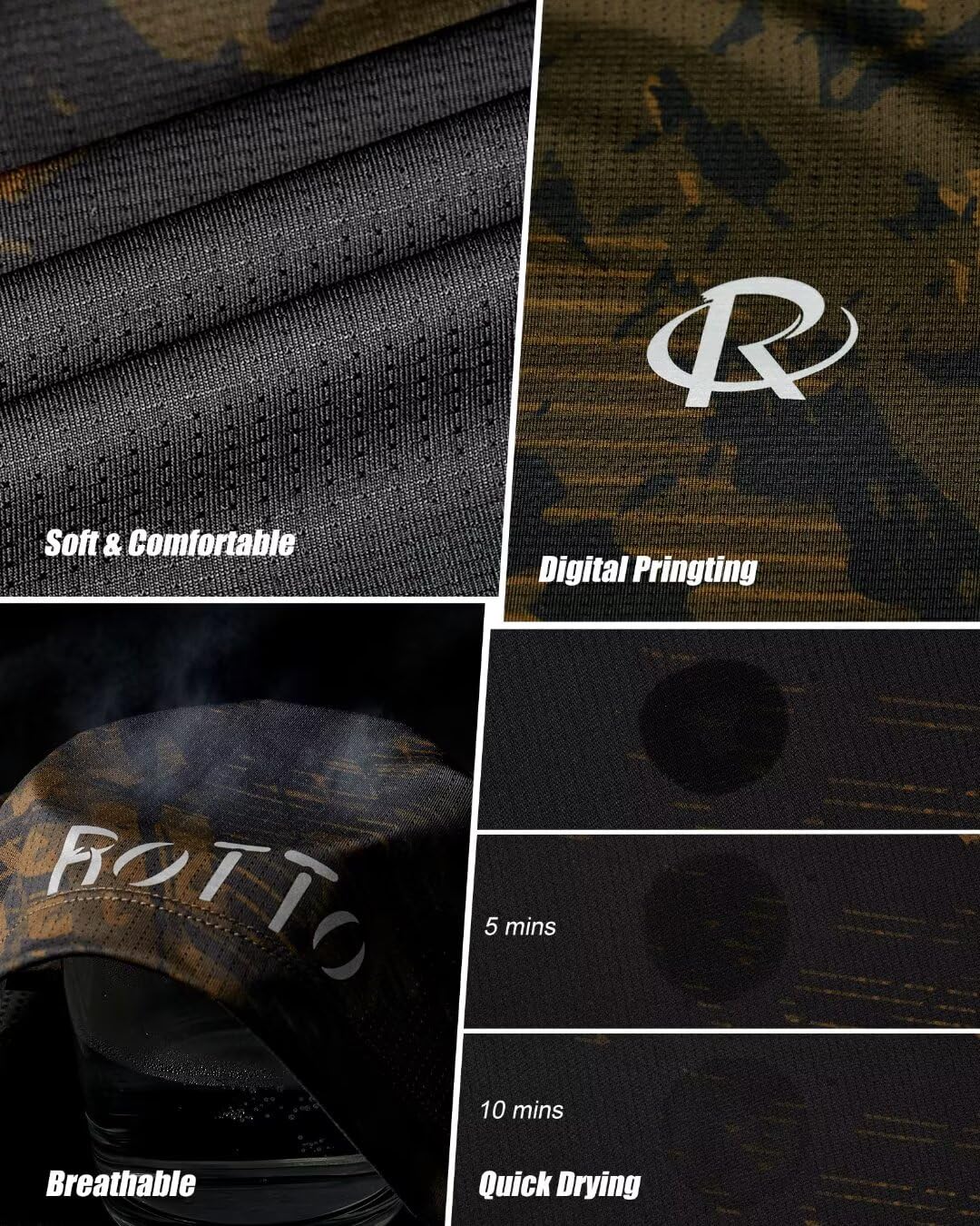 ROTTO Herren Mountainbike Trikot Kurzarm Radtrikot für MTB BMX Downhill Kurze Ärmel Schnell Dry