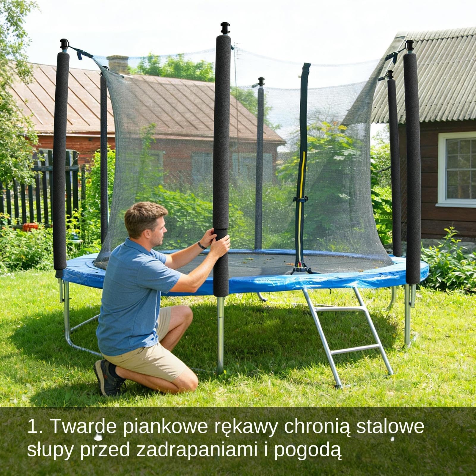Osłony Na Drążki Trampoliny Wodoodporne Części Zamienne 40 Cm 12 Sztuk