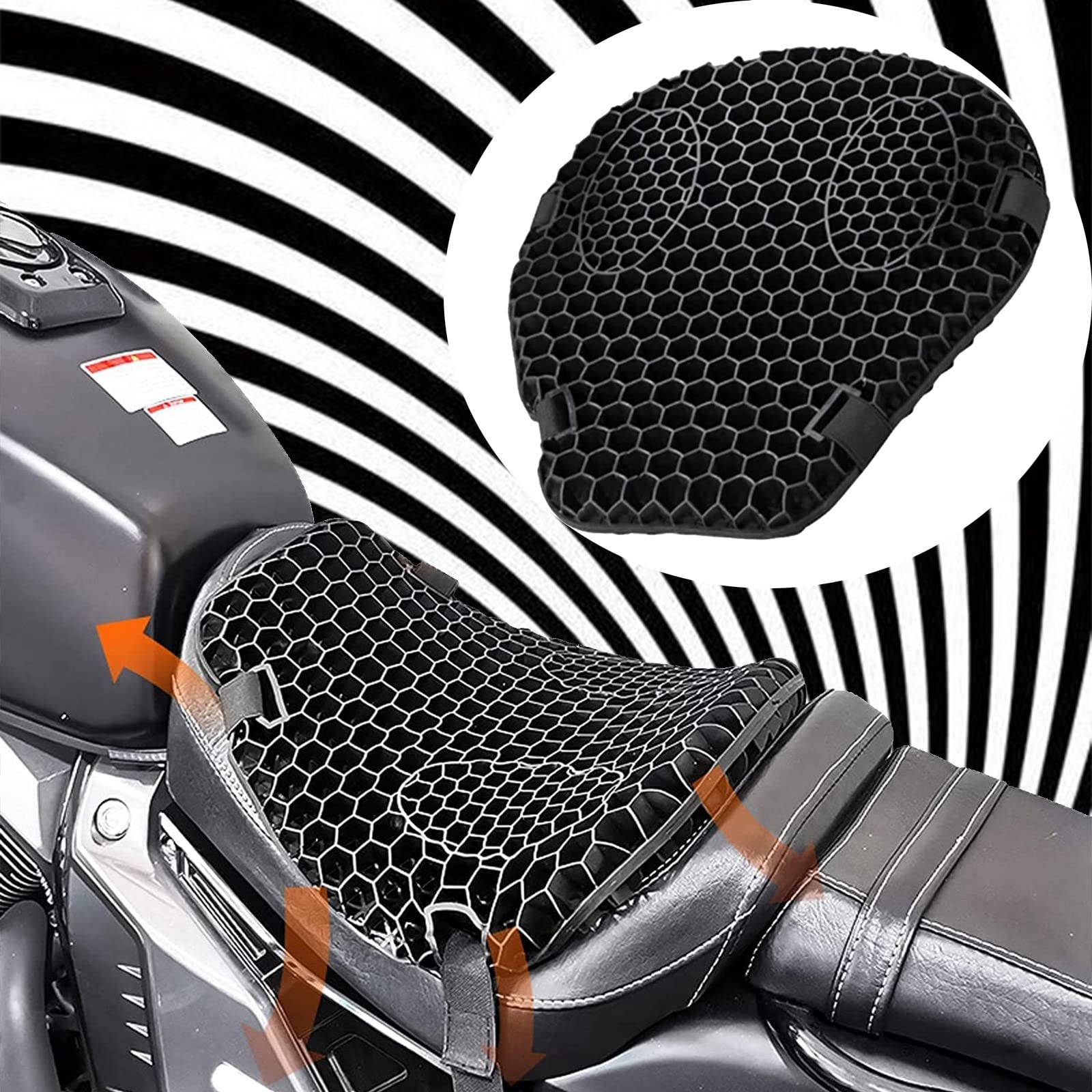 XiXiCCCC Moto 3d Honeycomb Shock,Motorcycle Gel Seat Pad Pillion,Motorcycle Seat Cushion Waterproof,Non-Slip, Shock-Absorbing, Breathable, Sedentary Without Heating.