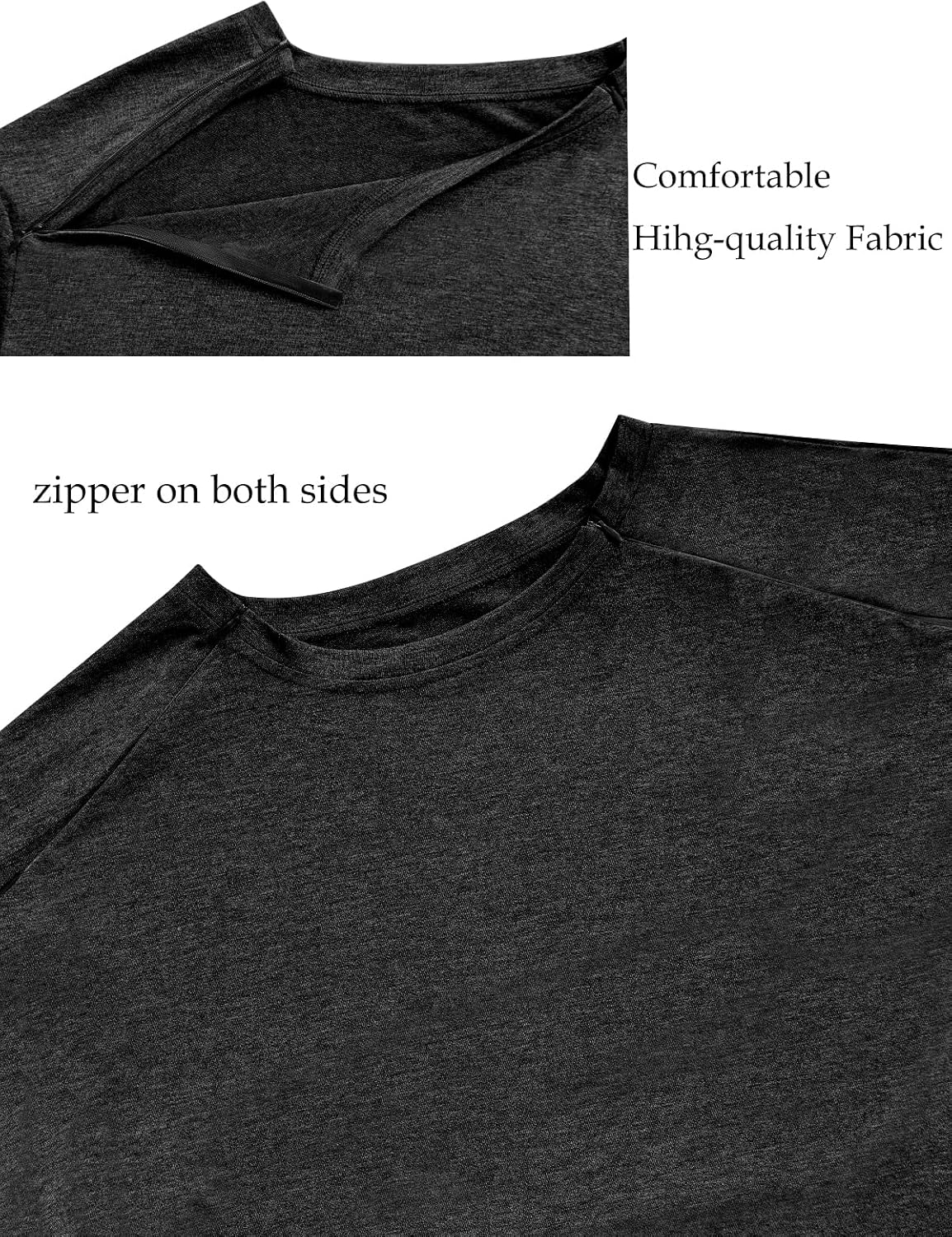 Unisex Chemo Port Shirts Post Shoulder Surgery Recovery Shirts Tear Away Side Zippers Off for Men Women