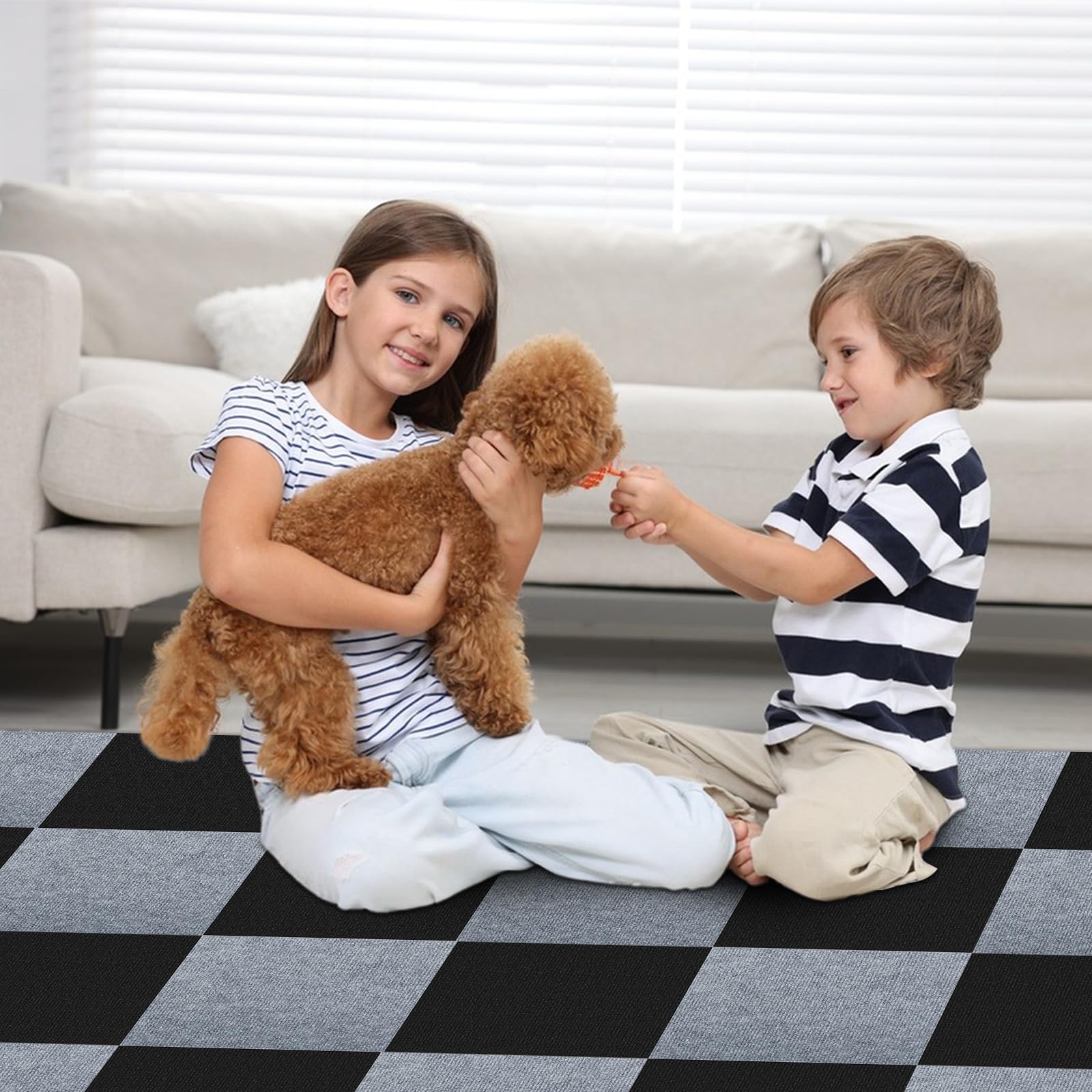 Yskzyz Carpet Tile 12 X 12 Self Adhesive Carpet Floor Tiles Anti-Slip Reusable Carpet Squares Peel and Stick — view 2