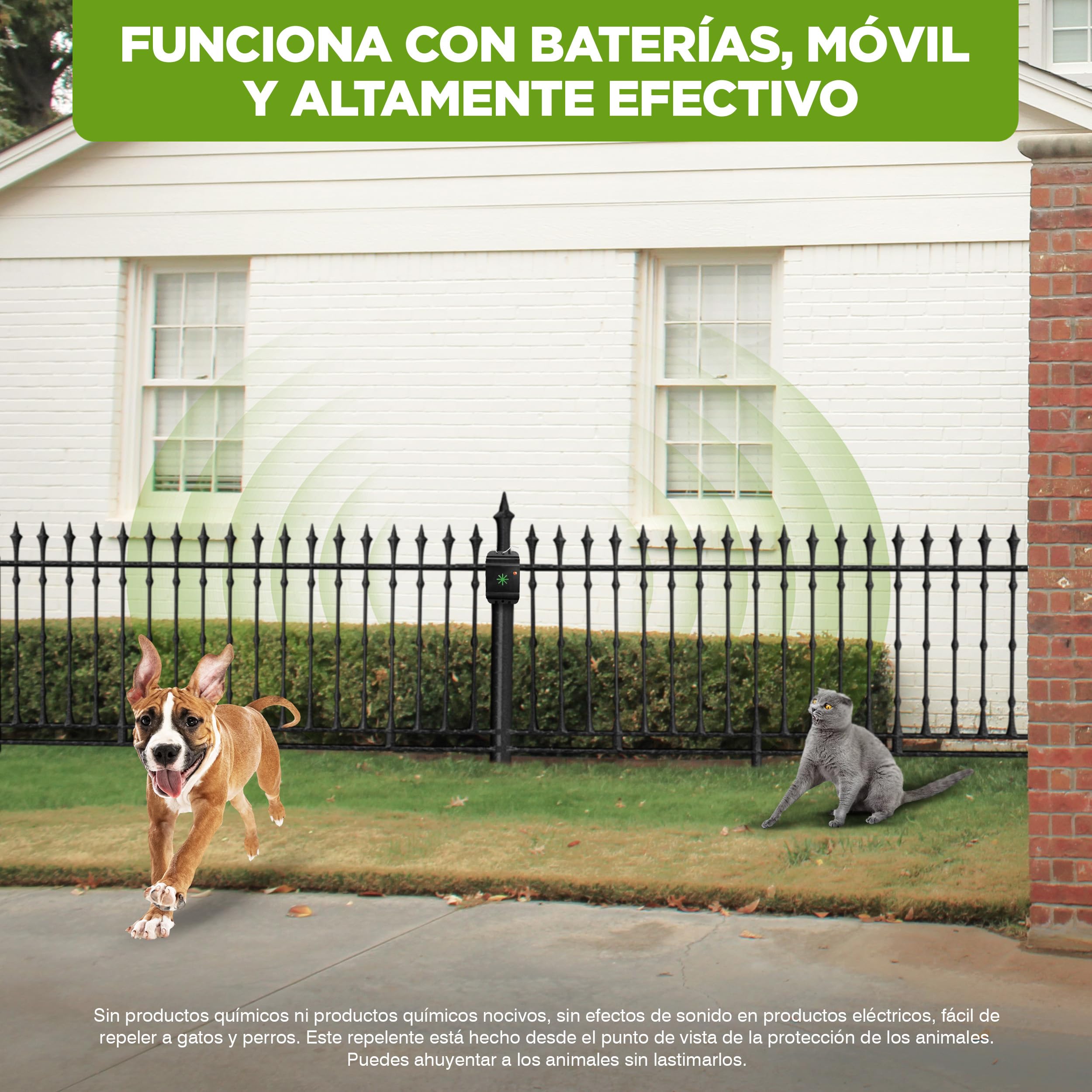ISOTRONIC Repelente ultrasónico para Gatos y Perros: disuasivo para Gatos en graneros, Jardines, Coches y garajes; ahuyentador para Perros a Pilas con un Alcance Efectivo de 40 m² (3 Unidades).