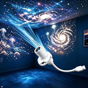 Ceiling Projector Lights Galaxy - Smart Galaxy Ceiling Projector Light, HD Sky Star Projector Night Light, Bedroom Night, Plug and Play Dynamic Starry Forest Ocean, HD 5D Holographic Nebula Effects [Energy Class A++]