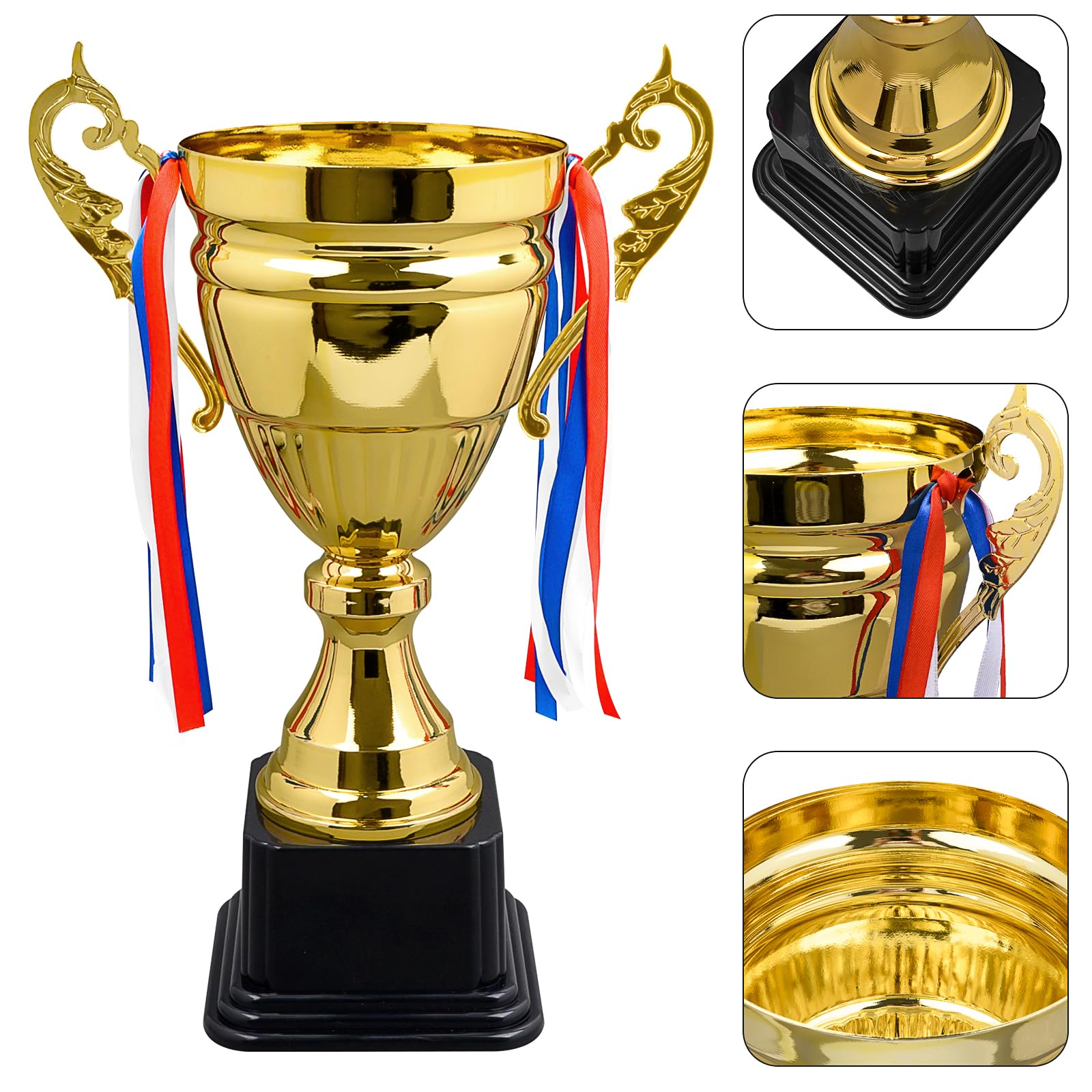 Grande coupe dorée de 37 cm - Trophée de football avec gravure - Pour décoration de fête, concours et gagnant