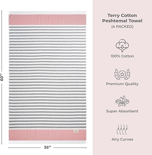 Miniatura 4 de American Soft Linen - Juego de toallas de baño turcas, 100% algodón, 35 x 60 pulgadas