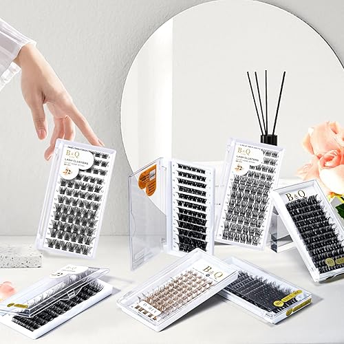 Miniatura 7 de Extensiones de pestañas en racimo B02, rizo C de 0.394 pulgadas, B&Q LASH, extensiones de pestañas individuales con volumen, extensiones de pestañas