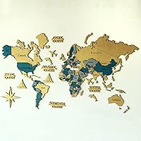 Vista 5 de iwa concept Mapa del mundo de madera 3D, mapa de pared de madera, regalo de inauguración de la casa, mapa del mundo de regalo de aniversario