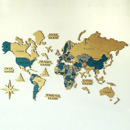 Miniatura 5 de iwa concept Mapa del mundo de madera 3D, mapa de pared de madera, regalo de inauguración de la casa, mapa del mundo de regalo de aniversario,